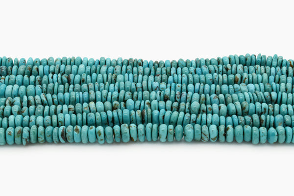 7mm Turquoise Round-Flat Bead, 16'' Strand, A201RB1039