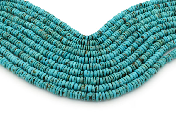 9mm Turquoise Round-Flat Bead, 16'' Strand, A201RB1041