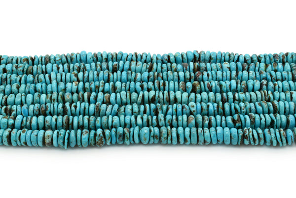 9mm Turquoise Round-Flat Bead, 16'' Strand, A201RB1042