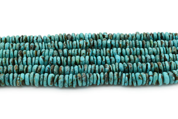 9mm Turquoise Round-Flat Bead, 16'' Strand, A201RB1044