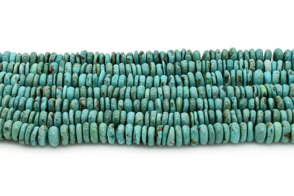 9mm Turquoise Round-Flat Bead, 16'' Strand, A201RB1045