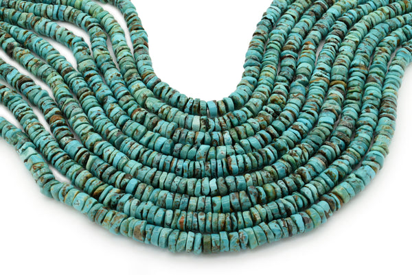 8mm Turquoise Round-Flat Bead, 16'' Strand, A201RB1047
