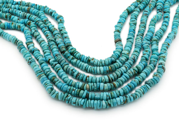 7mm Turquoise Round-Flat Bead, 16'' Strand, A201RB1055