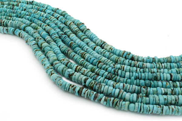 7mm Turquoise Round-Flat Bead, 16'' Strand, A201RB1056