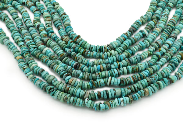 7mm Turquoise Round-Flat Bead, 16'' Strand, A201RB1060