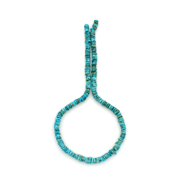6mm Turquoise Round-Flat Bead, 16'' Strand, A201RB1070
