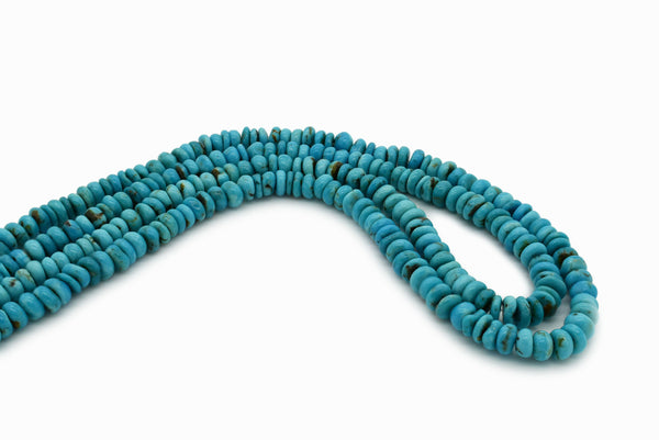 6mm Turquoise Round-Flat Bead, 16'' Strand, A201RB1082