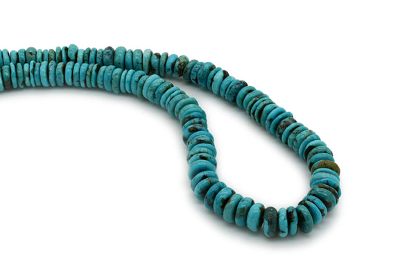 9mm Turquoise Round-Flat Bead, 16'' Strand, A201RB1088