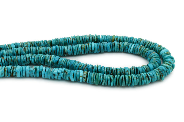 8mm Turquoise Round-Flat Bead, 16'' Strand, A201RB1093