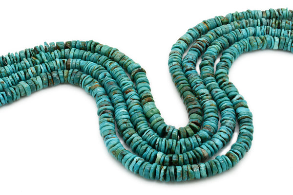8mm Turquoise Round-Flat Bead, 16'' Strand, A201RB1095