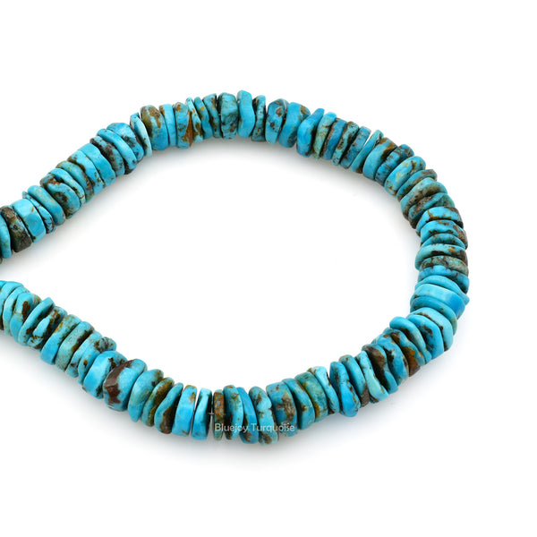 9mm Turquoise Round-Flat Bead, 16'' Strand, A201RB1097