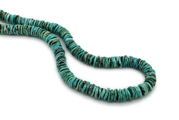 8mm Turquoise Round-Flat Bead, 16'' Strand, A201RB1098