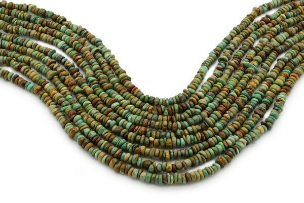 5mm Turquoise Round-Flat Bead, 16'' Strand, A201RB1112