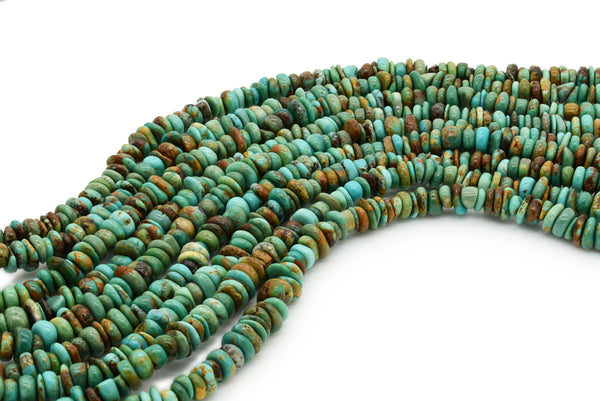 6mm Turquoise Round-Flat Bead, 16'' Strand, A201RB1114