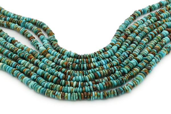 6mm Turquoise Round-Flat Bead, 16'' Strand, A201RB1116