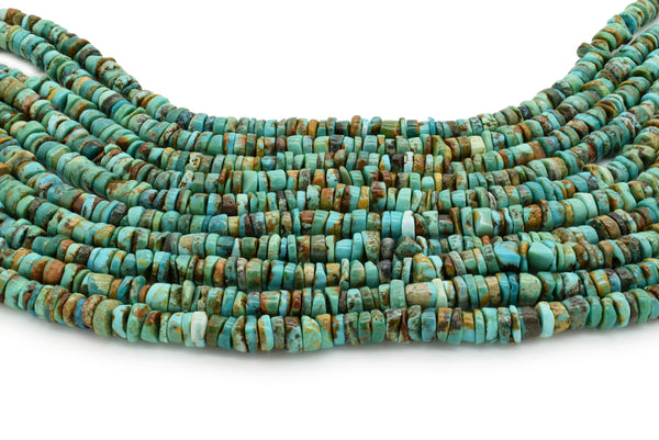 6mm Turquoise Round-Flat Bead, 16'' Strand, A201RB1117