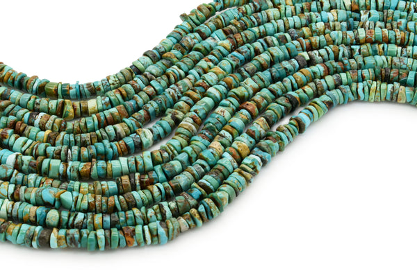 6mm Turquoise Round-Flat Bead, 16'' Strand, A201RB1117