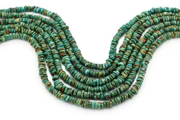 6mm Turquoise Round-Flat Bead, 16'' Strand, A201RB1118