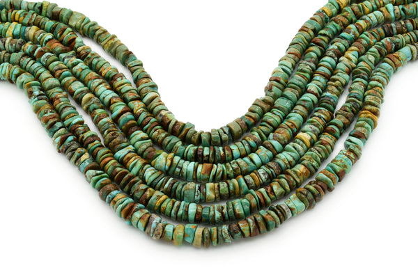7mm Turquoise Round-Flat Bead, 16'' Strand, A201RB1119