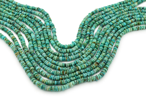 6mm Turquoise Round-Flat Bead, 16'' Strand, A201RB1128