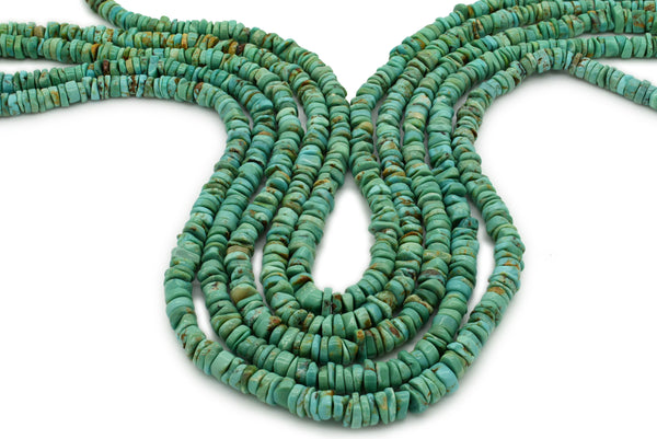 6mm Turquoise Round-Flat Bead, 16'' Strand, A201RB1131
