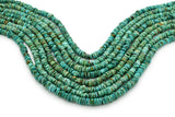 7mm Turquoise Round-Flat Bead, 16'' Strand, A201RB1134