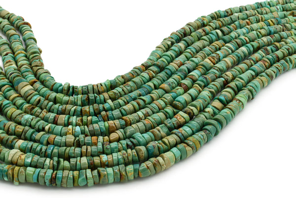 6mm Turquoise Round-Flat Bead, 16'' Strand, A201RB1137