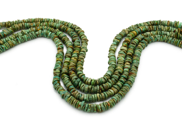 6.5mm Turquoise Round-Flat Bead, 16'' Strand, A201RB1138