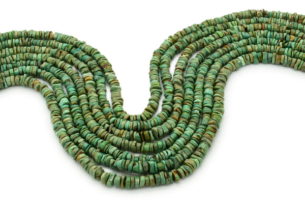 6mm Turquoise Round-Flat Bead, 16'' Strand, A201RB1139