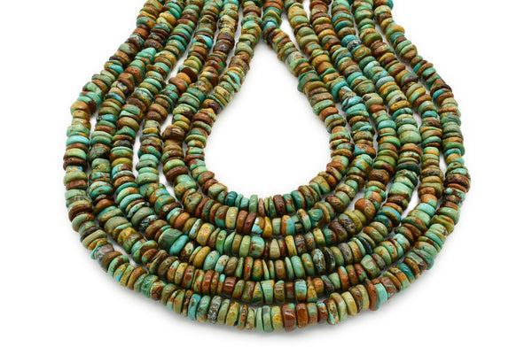 7.5mm Turquoise Round-Flat Bead, 16'' Strand, A201RB1142