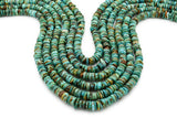 7mm Turquoise Round-Flat Bead, 16'' Strand, A201RB1144