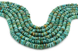 8mm Turquoise Round-Flat Bead, 16'' Strand, A201RB1146