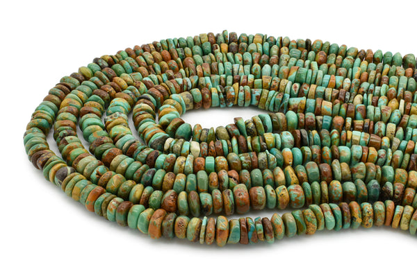 7.5mm Turquoise Round-Flat Bead, 16'' Strand, A201RB1153