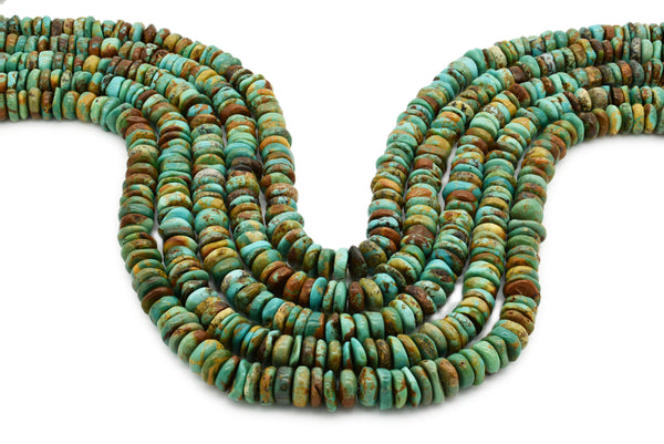 9mm Turquoise Round-Flat Bead, 16'' Strand, A201RB1156