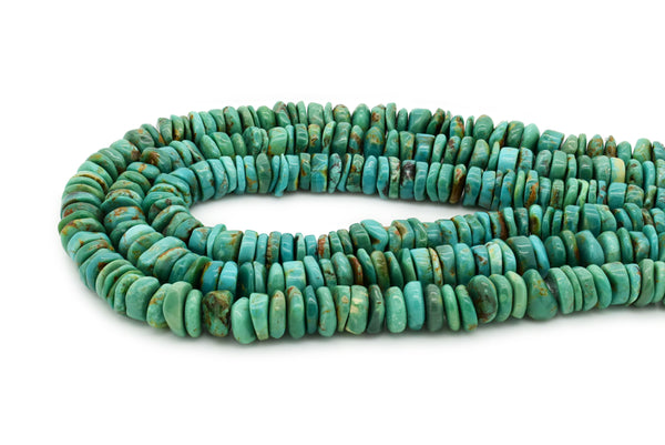9mm Turquoise Round-Flat Bead, 16'' Strand, A201RB1158