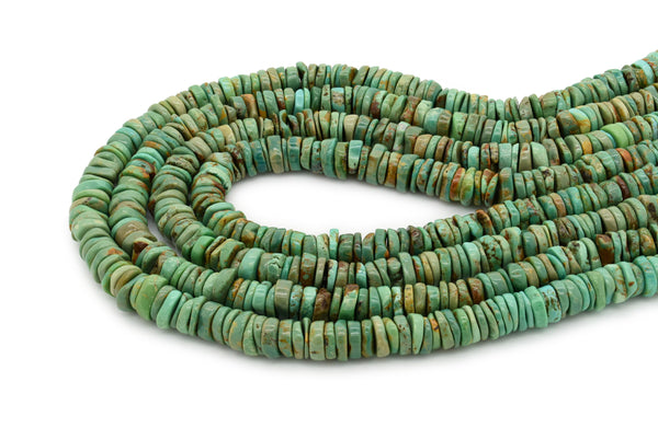 8mm Turquoise Round-Flat Bead, 16'' Strand, A201RB1161
