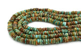9mm Turquoise Round-Flat Bead, 16'' Strand, A201RB1164
