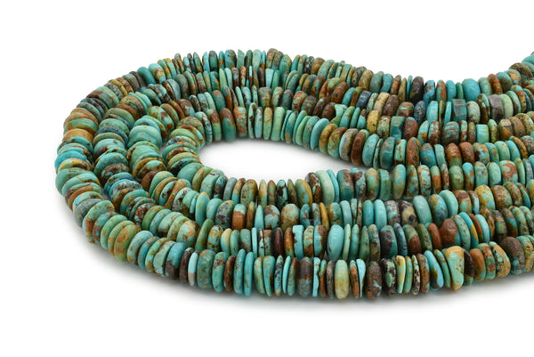 9mm Turquoise Round-Flat Bead, 16'' Strand, A201RB1165