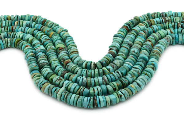 9mm Turquoise Round-Flat Bead, 16'' Strand, A201RB1167