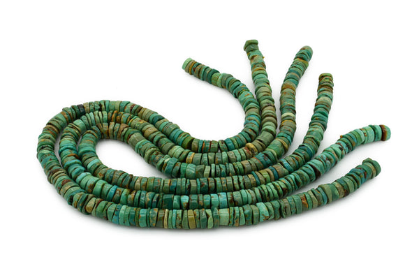 9mm Turquoise Round-Flat Bead, 16'' Strand, A201RB1170