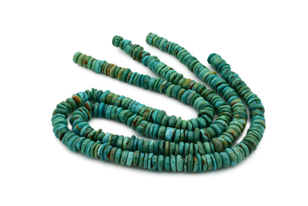 8mm Turquoise Round-Flat Bead, 16'' Strand, A201RB1171