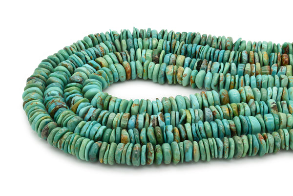 10mm Turquoise Round-Flat Bead, 16'' Strand, A201RB1173