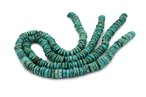 10mm Turquoise Round-Flat Bead, 16'' Strand, A201RB1174