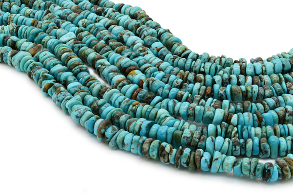 7mm Turquoise Round-Flat Bead, 16'' Strand, A201RB1181