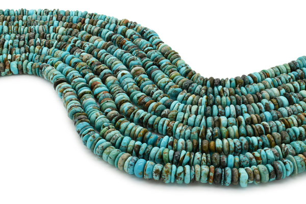 8mm Turquoise Round-Flat Bead, 16'' Strand, A201RB1183