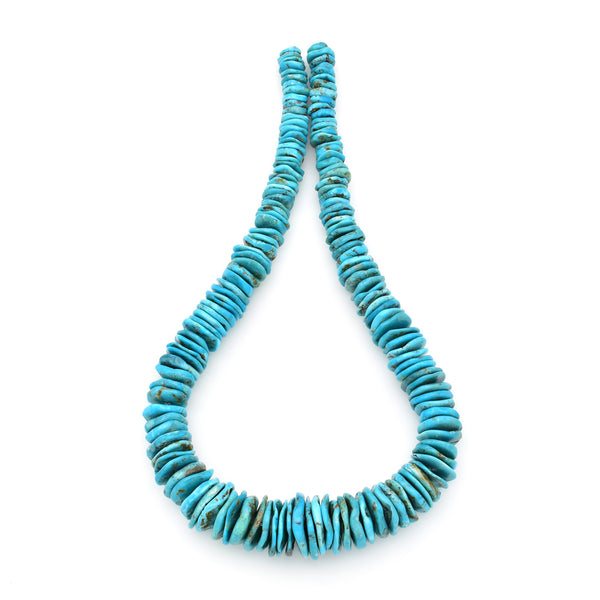 Indian-Style Natural Turquoise XL Graduated Free-Form Disc Bead 16-inch Strand (7mm-20mm)