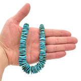 Indian-Style Natural Turquoise XL Graduated Free-Form Disc Bead 16-inch Strand (8mm-22mm)