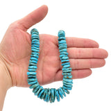 Indian-Style Natural Turquoise XL Graduated Free-Form Disc Bead 16-inch Strand (7.5mm-24mm)
