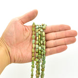 Genuine Natural American Turquoise Nugget Bead 16 inch Strand  (6x8mm Pure Light Green Color)