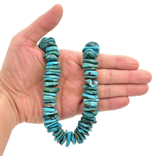Bluejoy Genuine Indian-Style Natural Turquoise XL Free-Form Disc Bead 16-inch Strand (20mm)